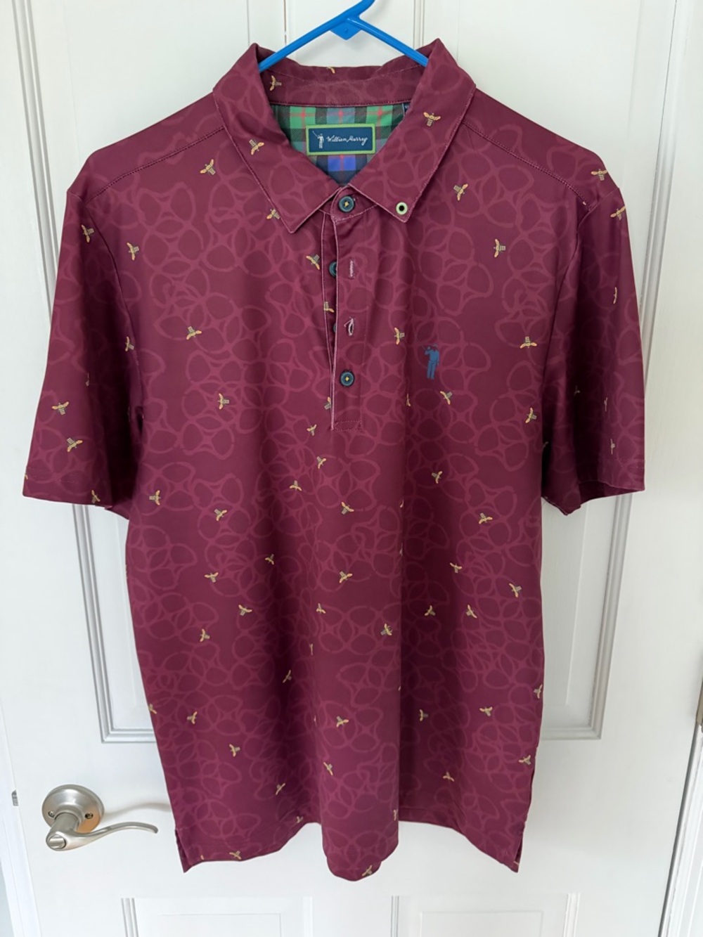 William Murray Men’s Burgundy Polo with Subtle Bee Motif